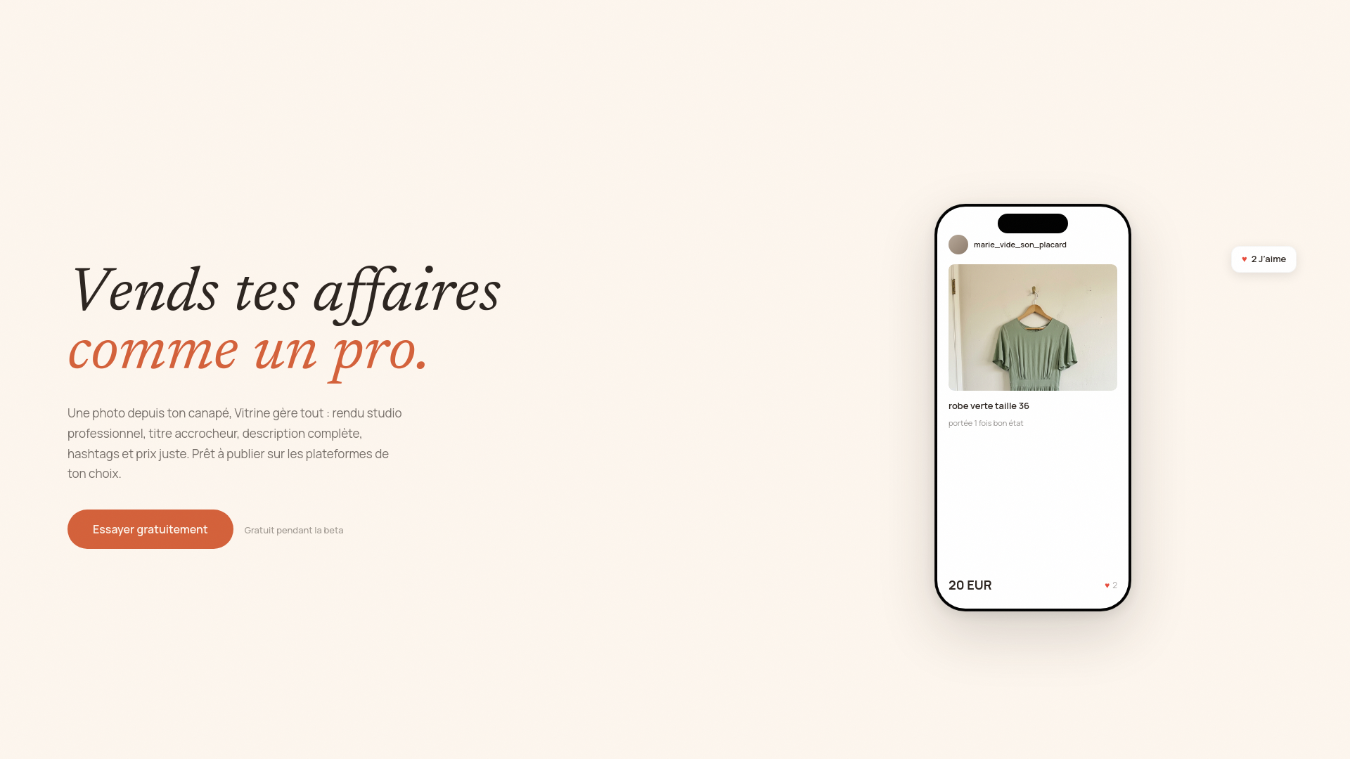 website screenshot of https://vitrine-studio.app