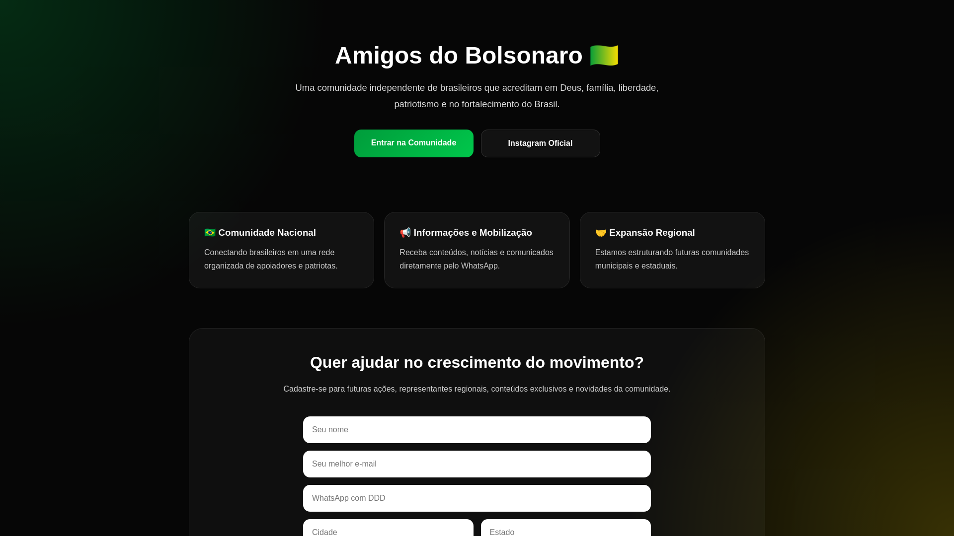 website screenshot of https://amigosdobolsonaro.com.br/