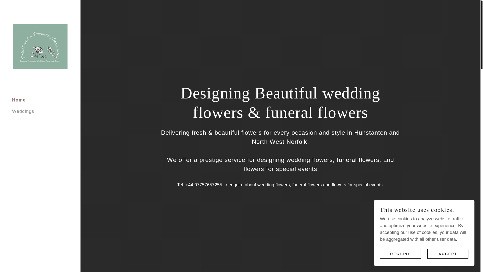 website screenshot of https://petalsandapromiseflowers.co.uk/