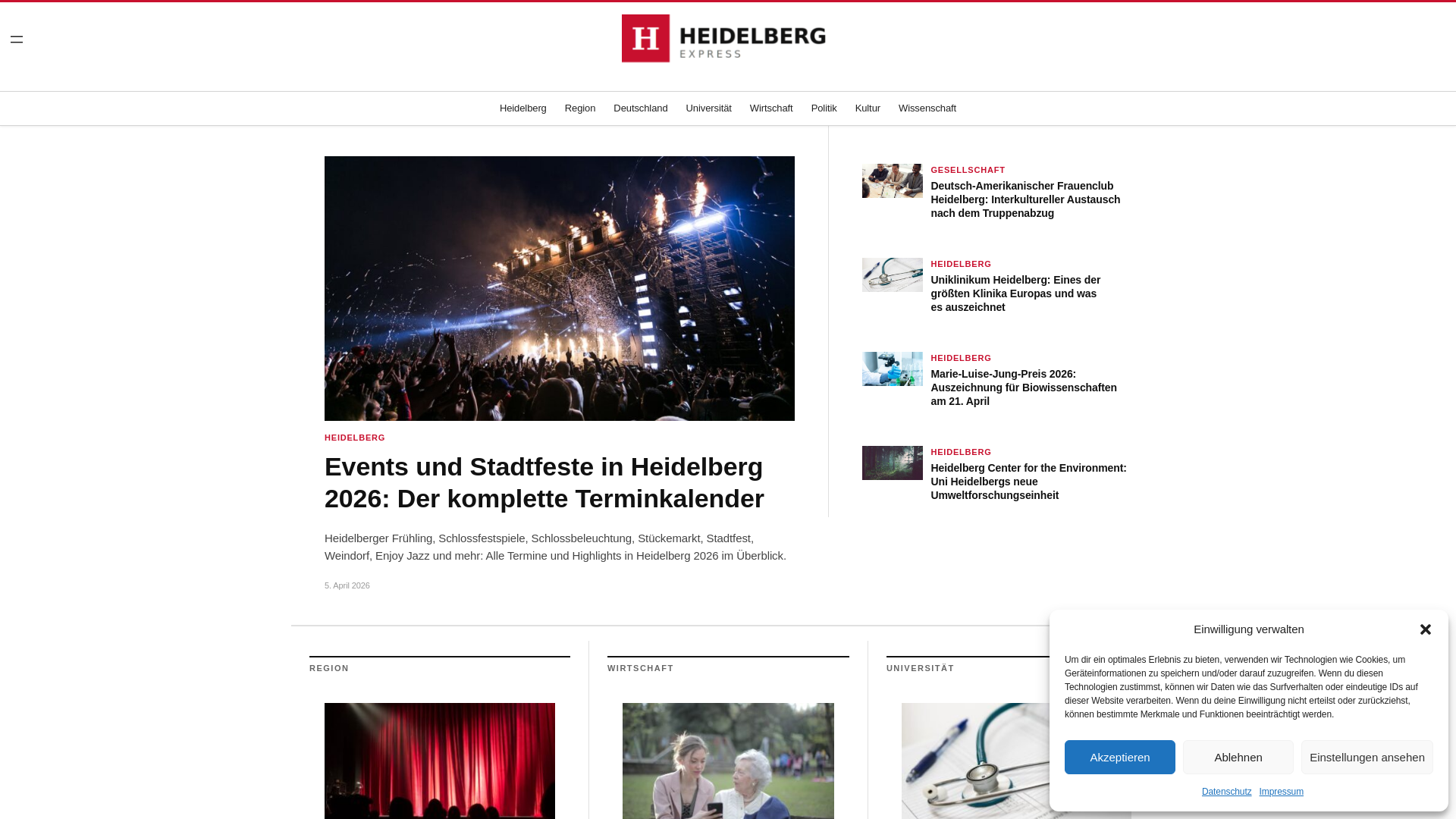 website screenshot of https://heidelbergexpress.de
