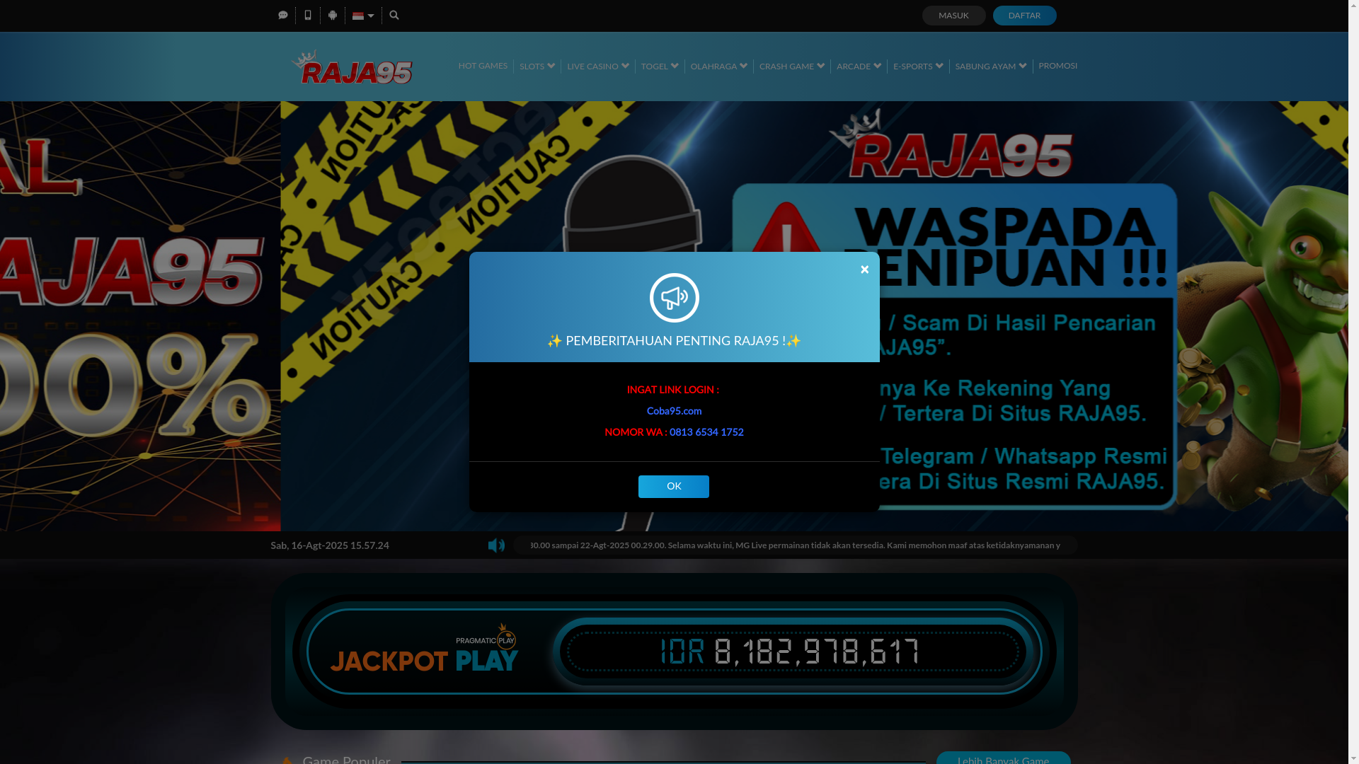 website screenshot of https://superraja95.site/