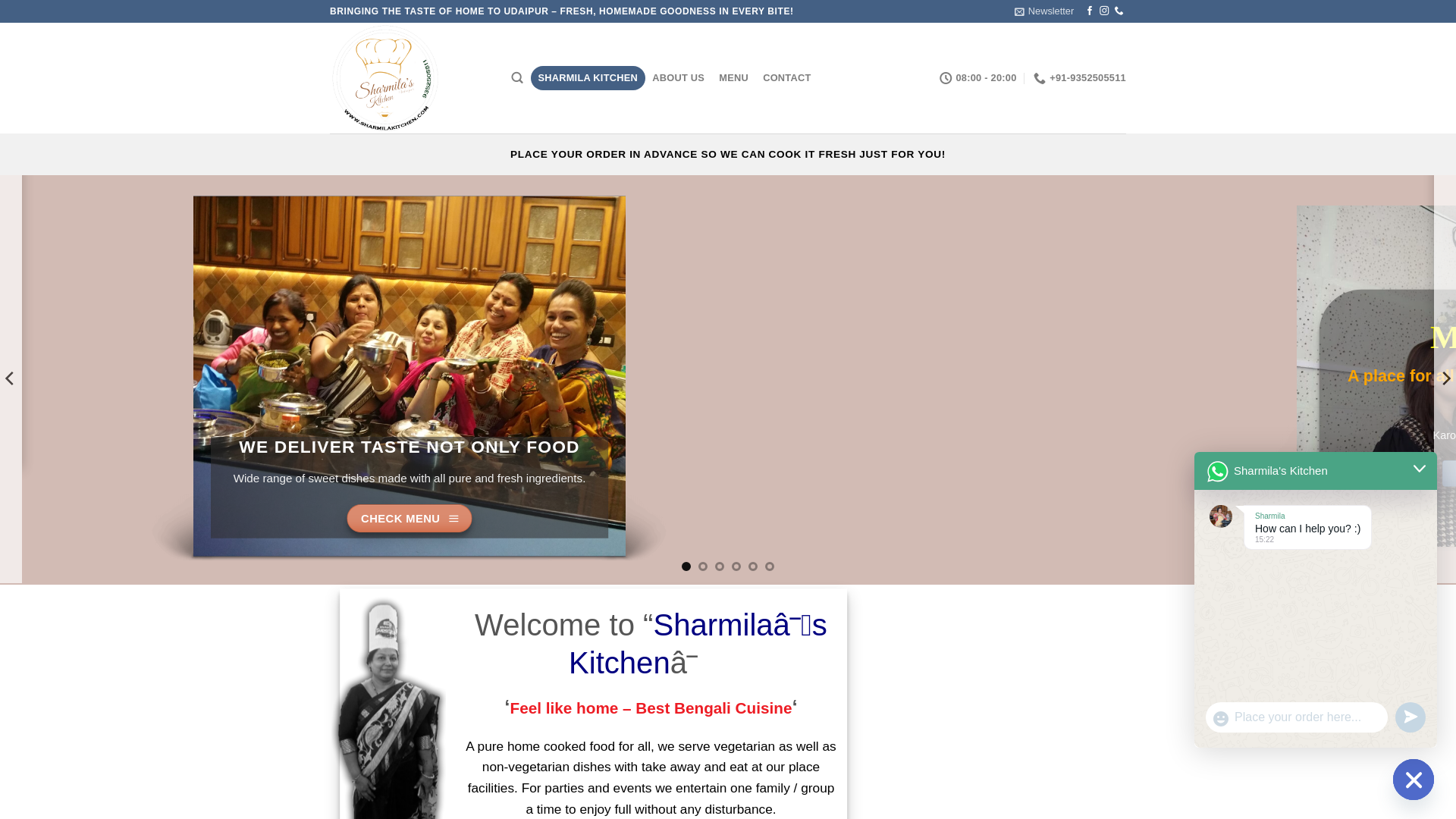 website screenshot of https://sharmilakitchen.com