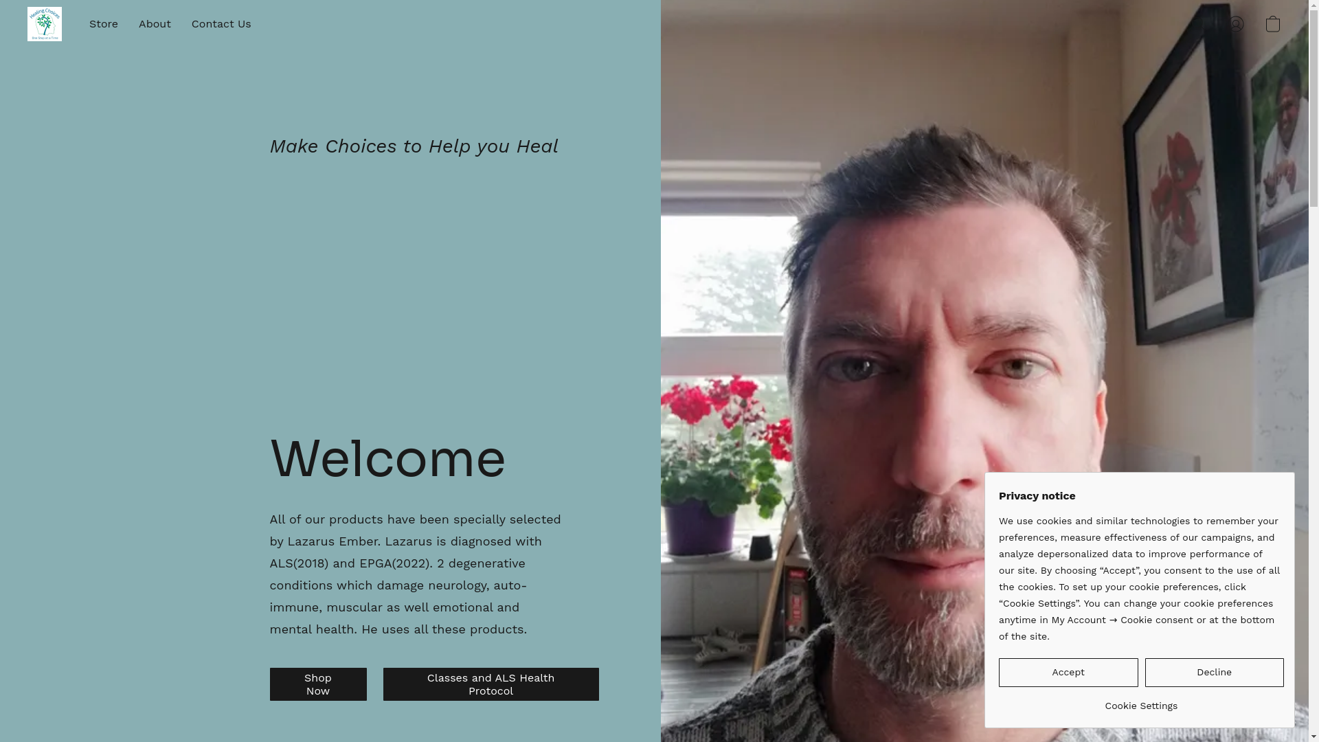 website screenshot of https://healingchoicesstore.com/