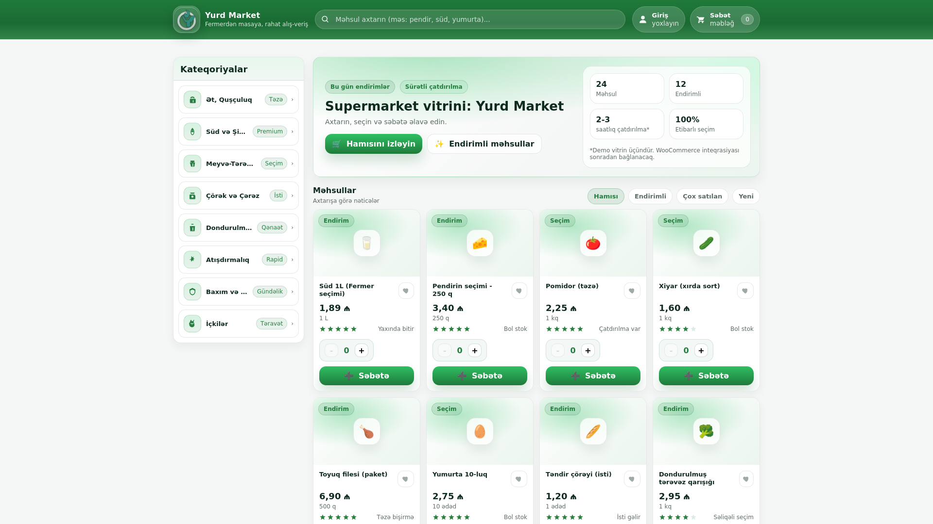 website screenshot of https://yurdmarket.az