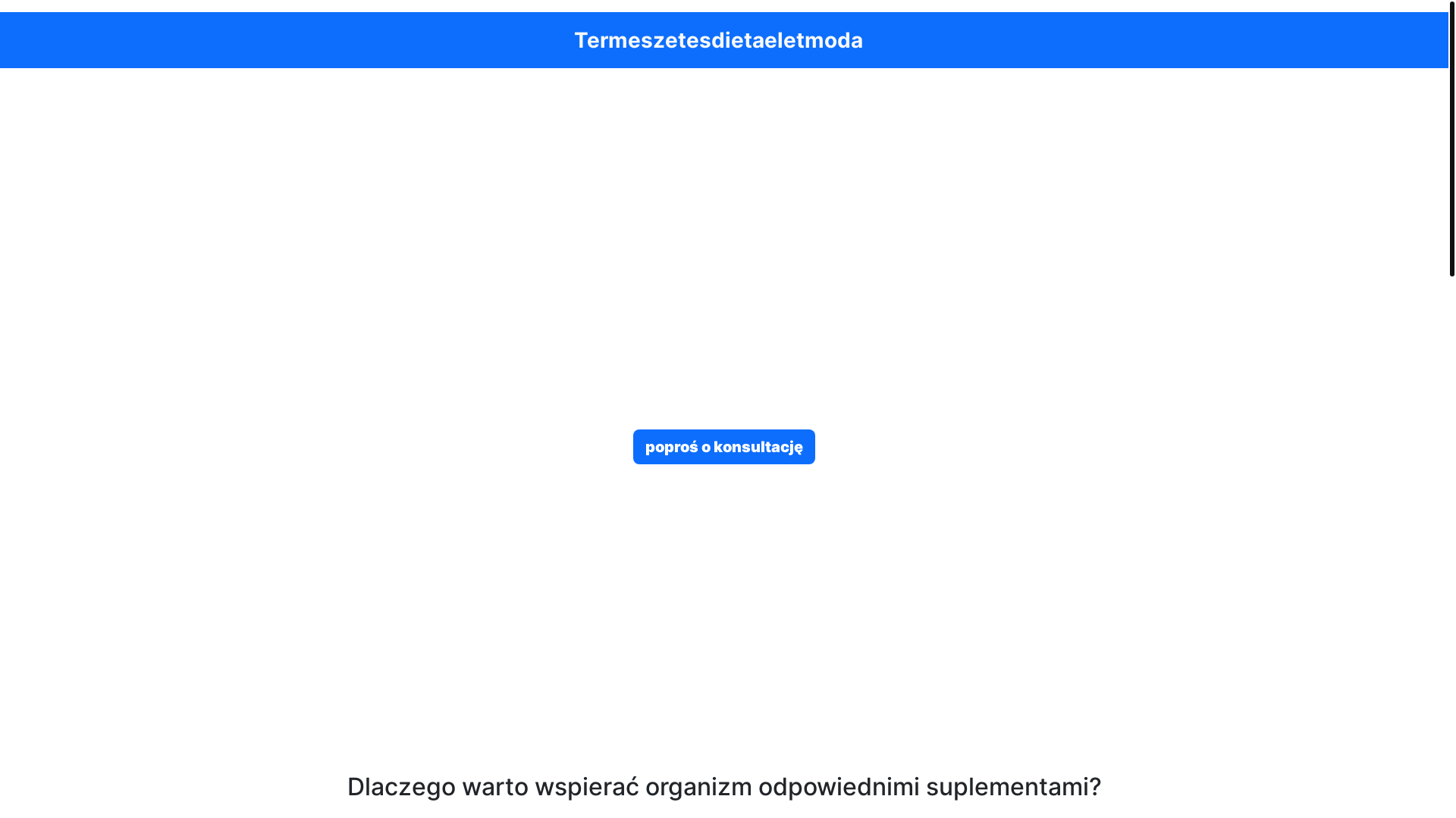 website screenshot of https://termeszetesdietaeletmoda.info/