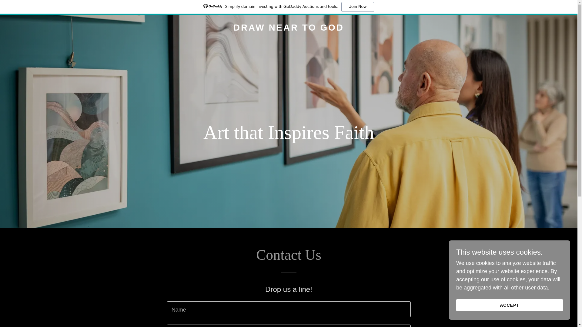 website screenshot of https://drawneartogod.art/