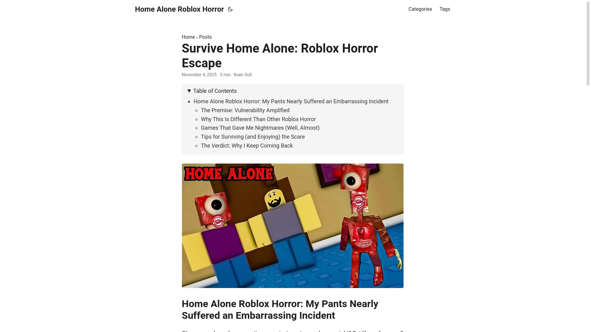 website screenshot of https://home-alone-roblox-horror.pages.dev/