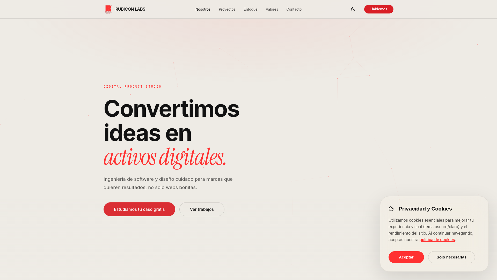 website screenshot of https://rubiconlabs.es/