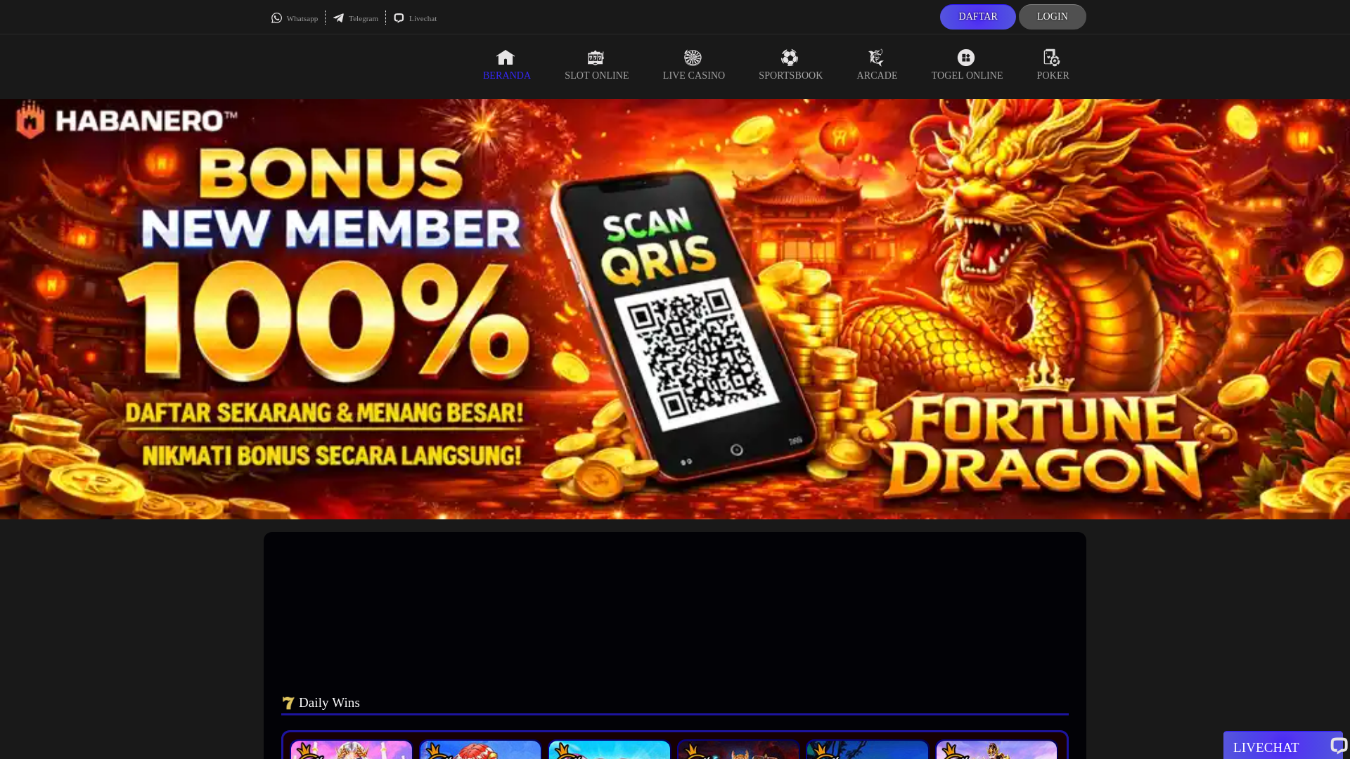 website screenshot of https://arjuna69daftar.com/