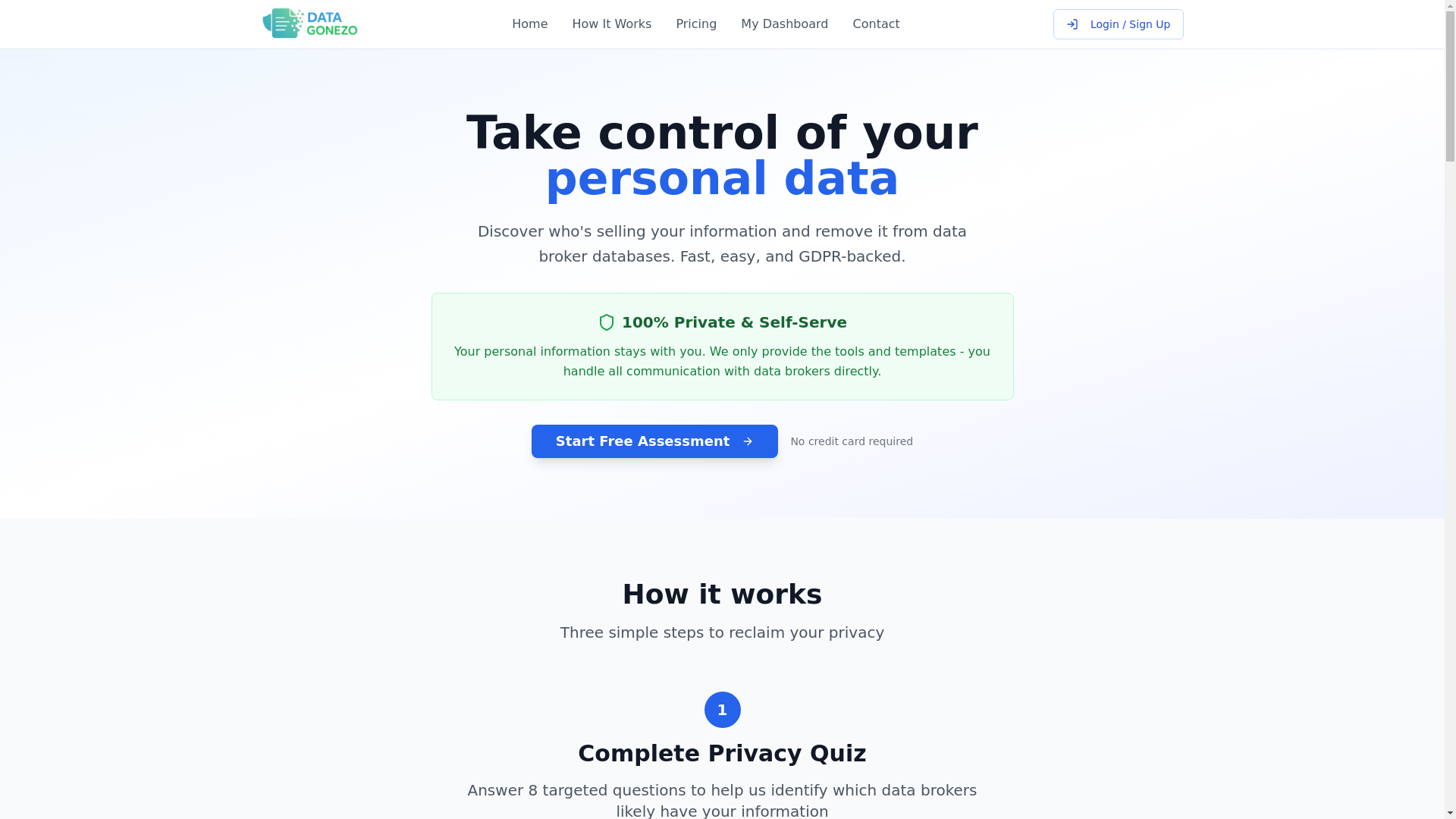 website screenshot of https://datagonezo.com/