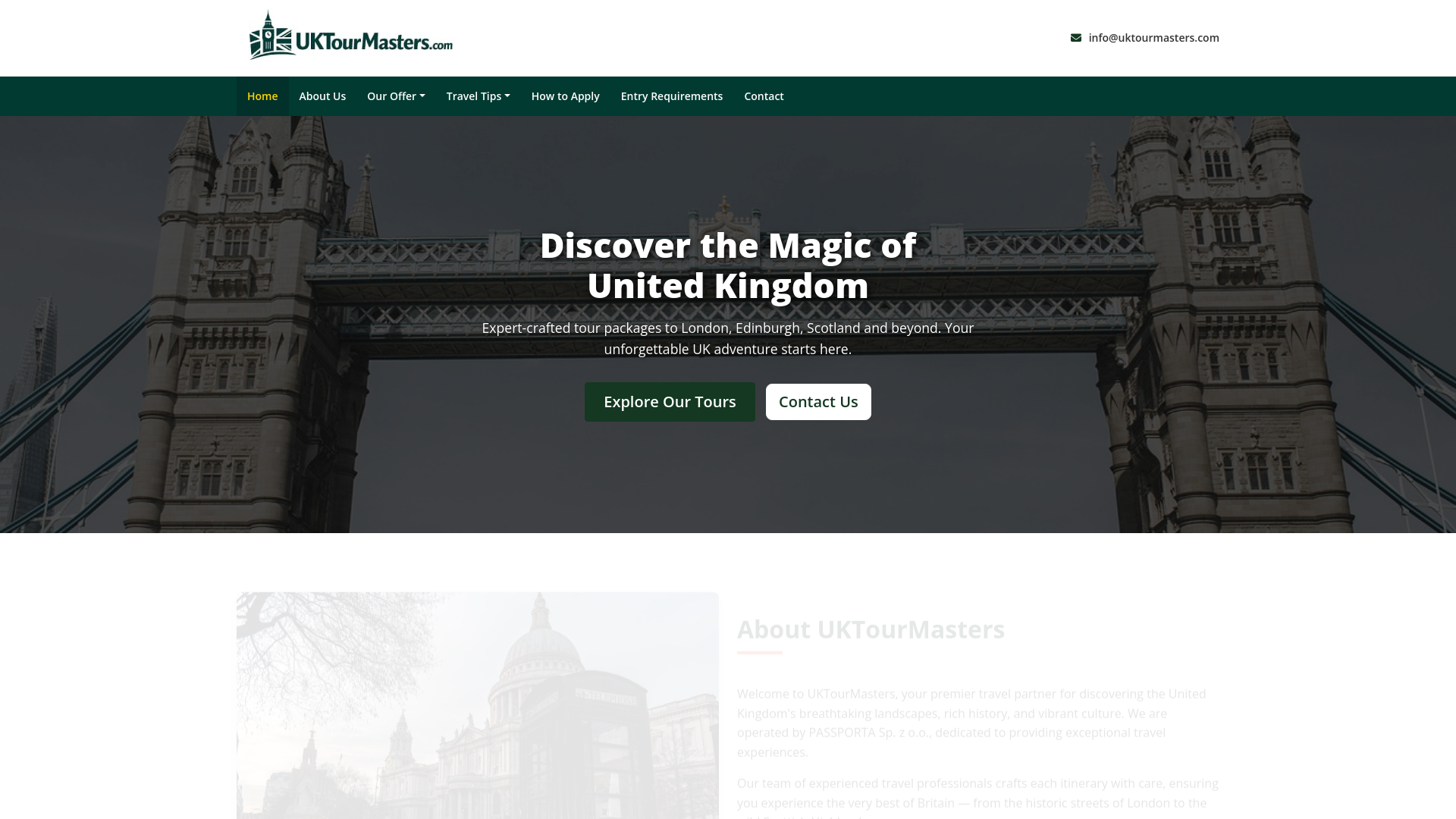 website screenshot of https://uktourmasters.com