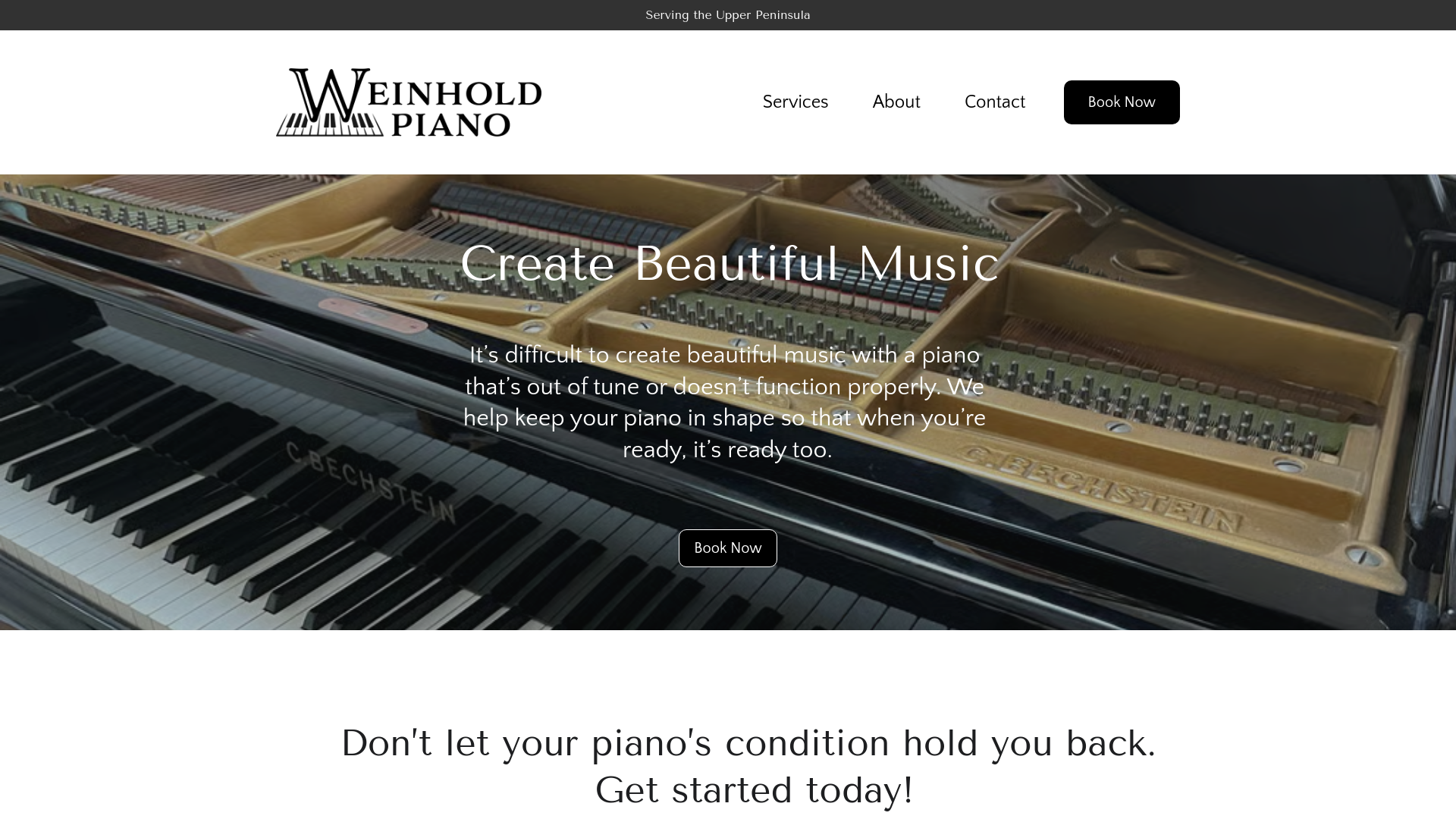 website screenshot of https://weinholdpiano.com/