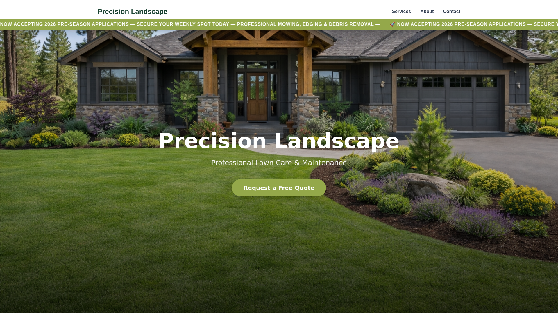 website screenshot of https://precisionlandscapeor.com/
