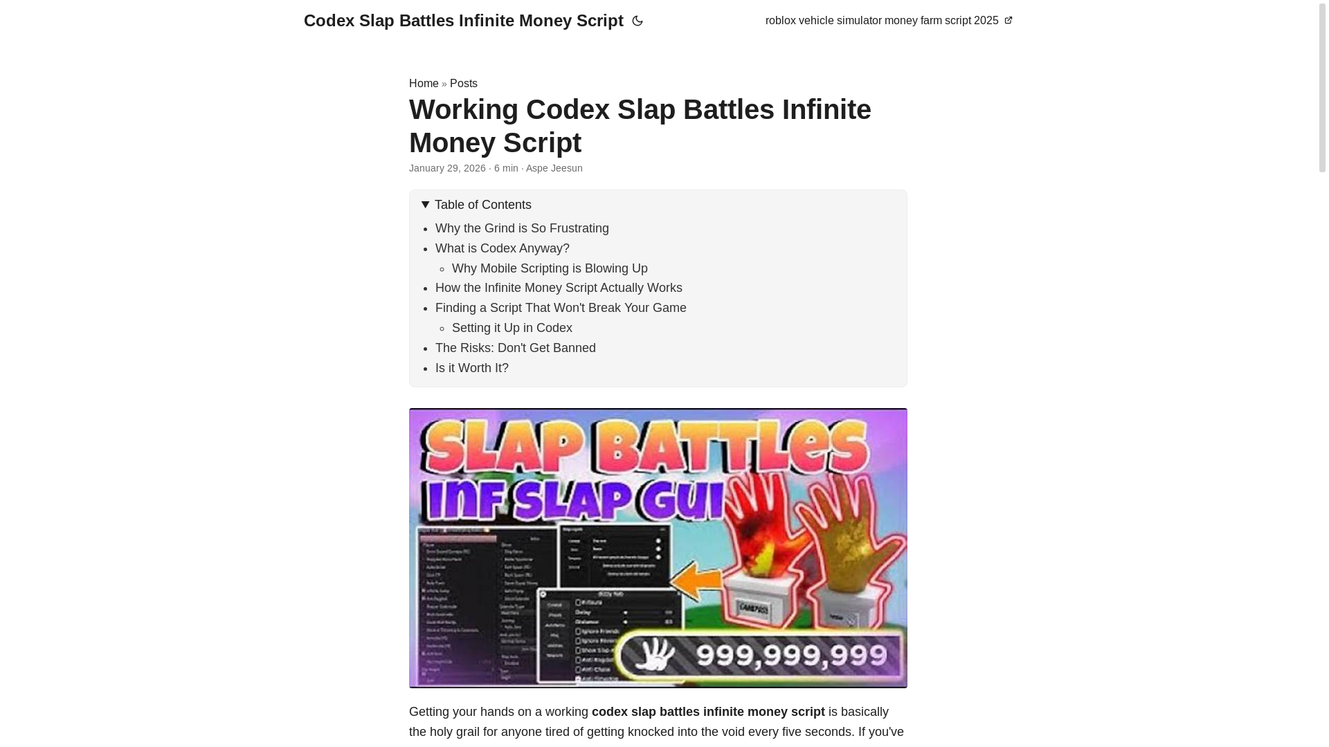 website screenshot of https://codex-slap-battles-infinite-money-script.pages.dev/