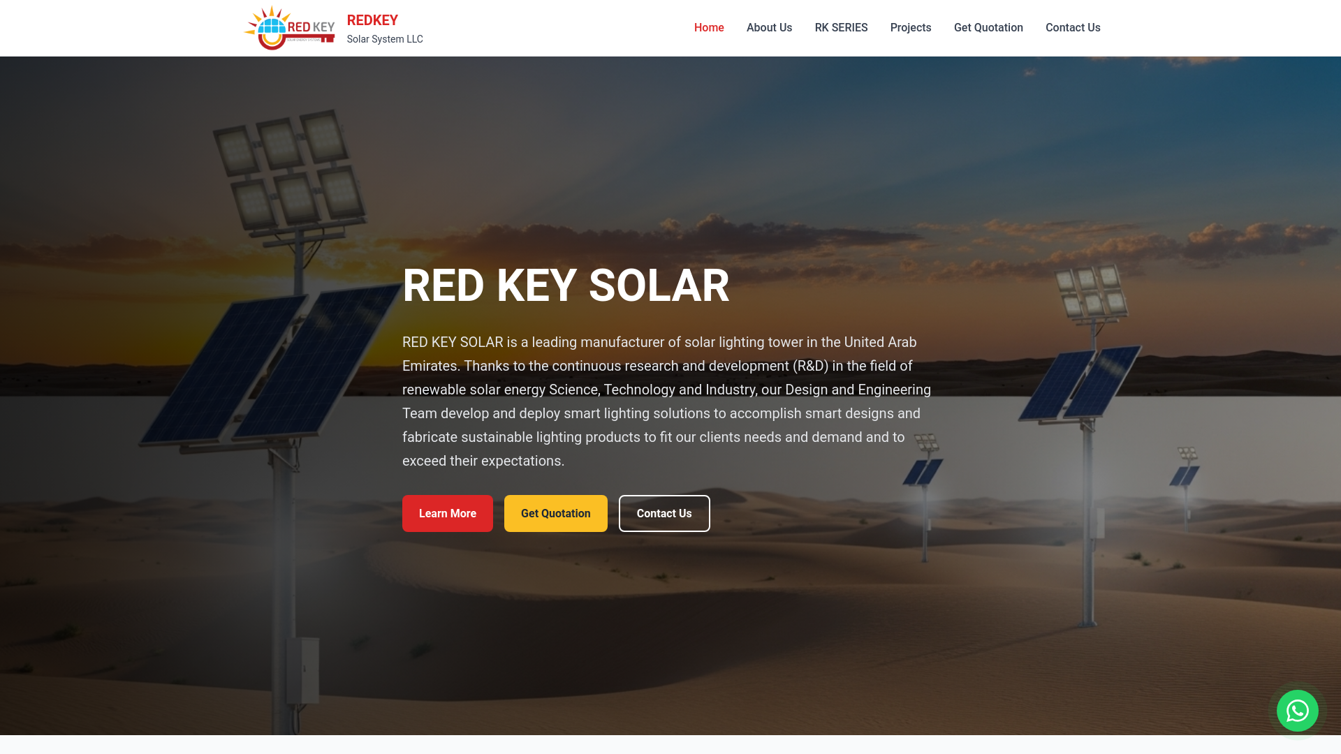 website screenshot of https://redkey-solar.com/
