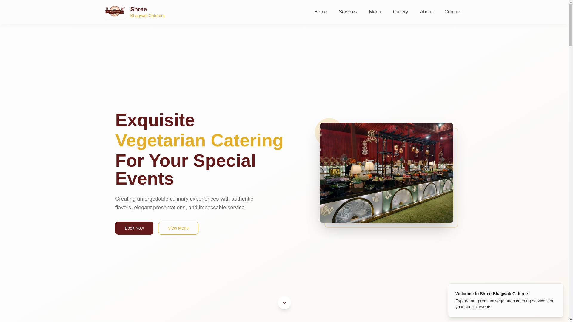 website screenshot of https://shreebhagwaticaterers.com/