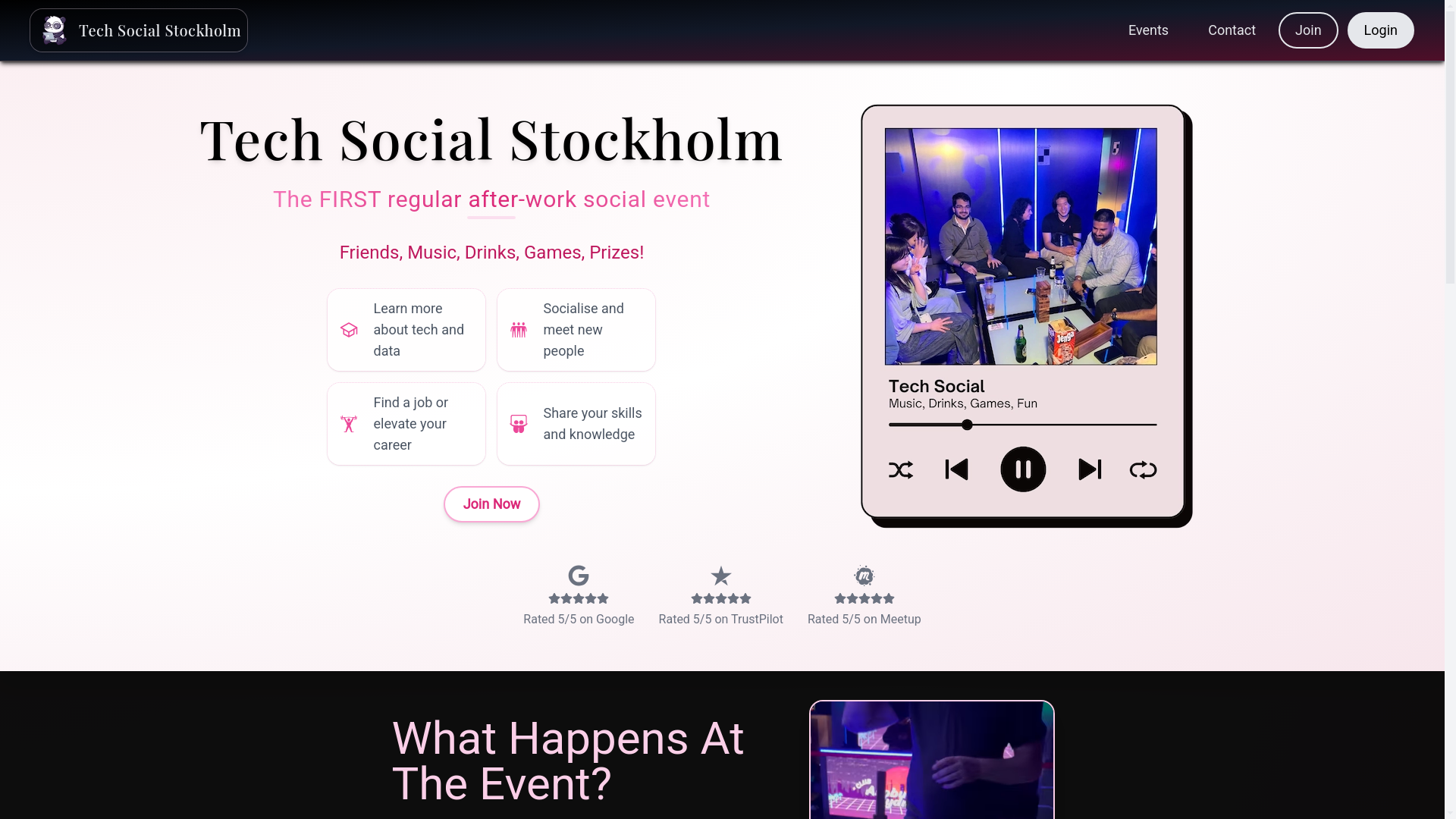 website screenshot of https://techsocialstockholm.com/