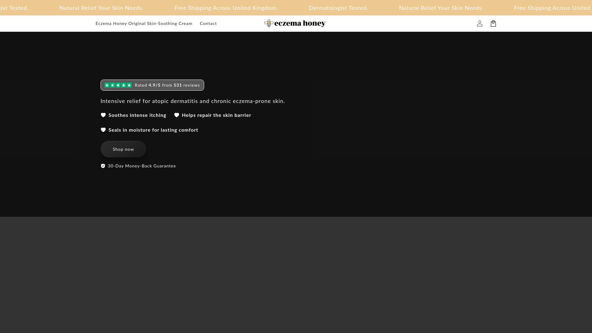 website screenshot of https://eczemahoney.uk/