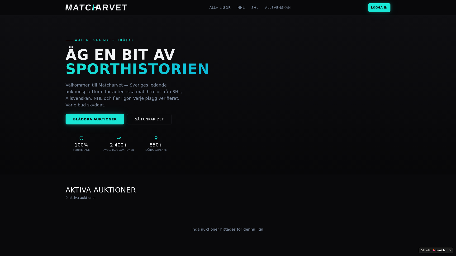website screenshot of https://matcharvet.se/