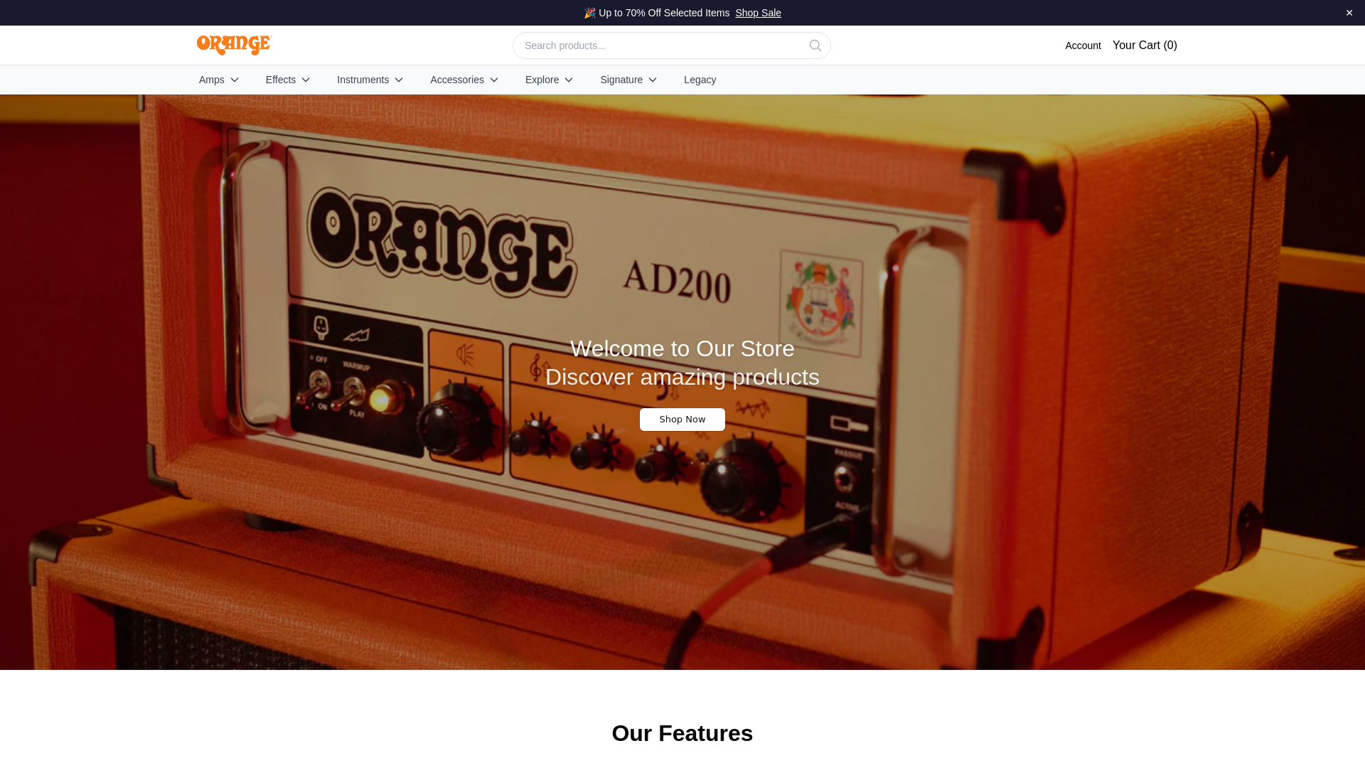 website screenshot of https://orangeampstoremarket.shop/