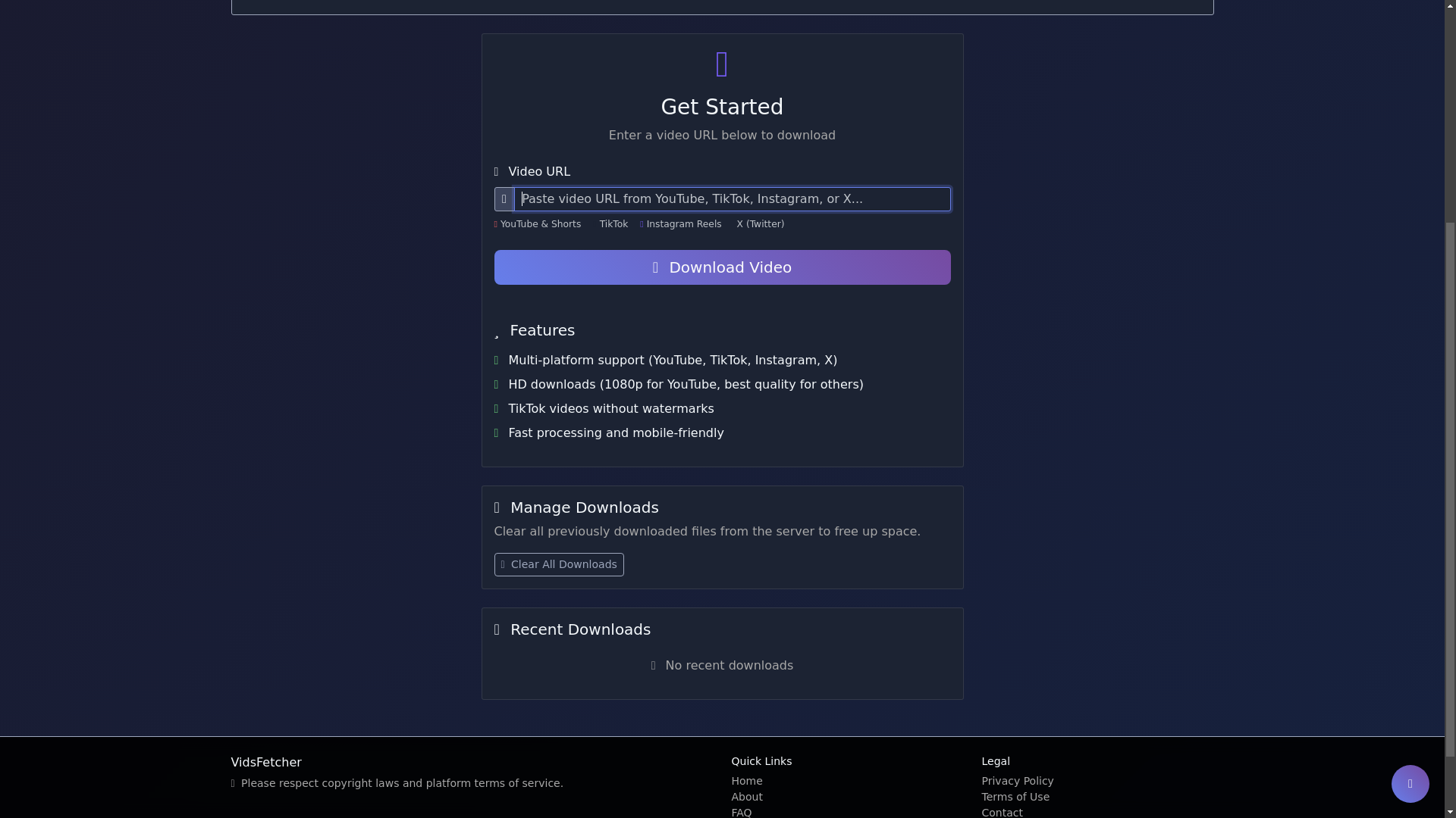 website screenshot of https://vidsfetcher.com/