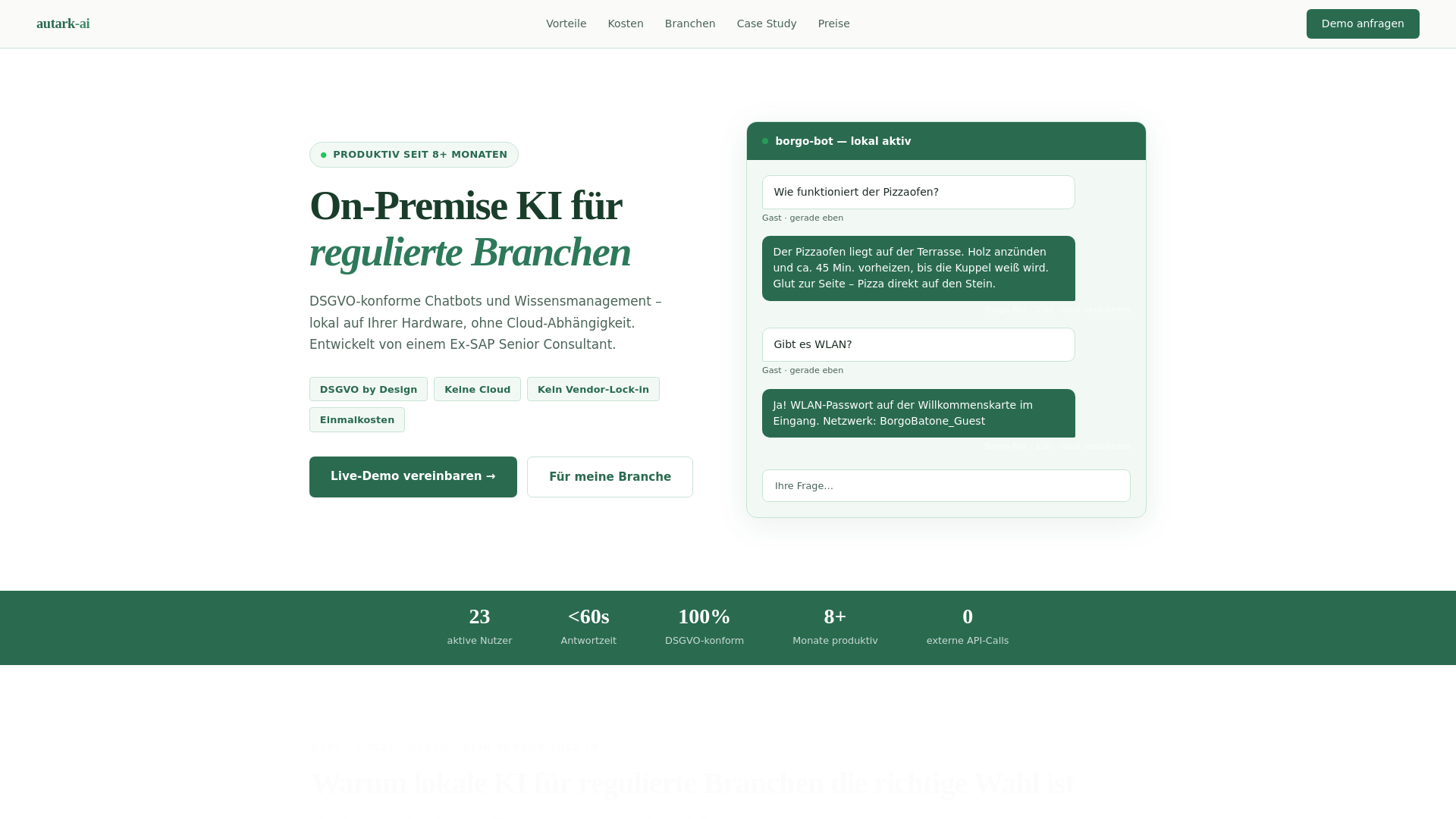 website screenshot of https://autark-ai.de/