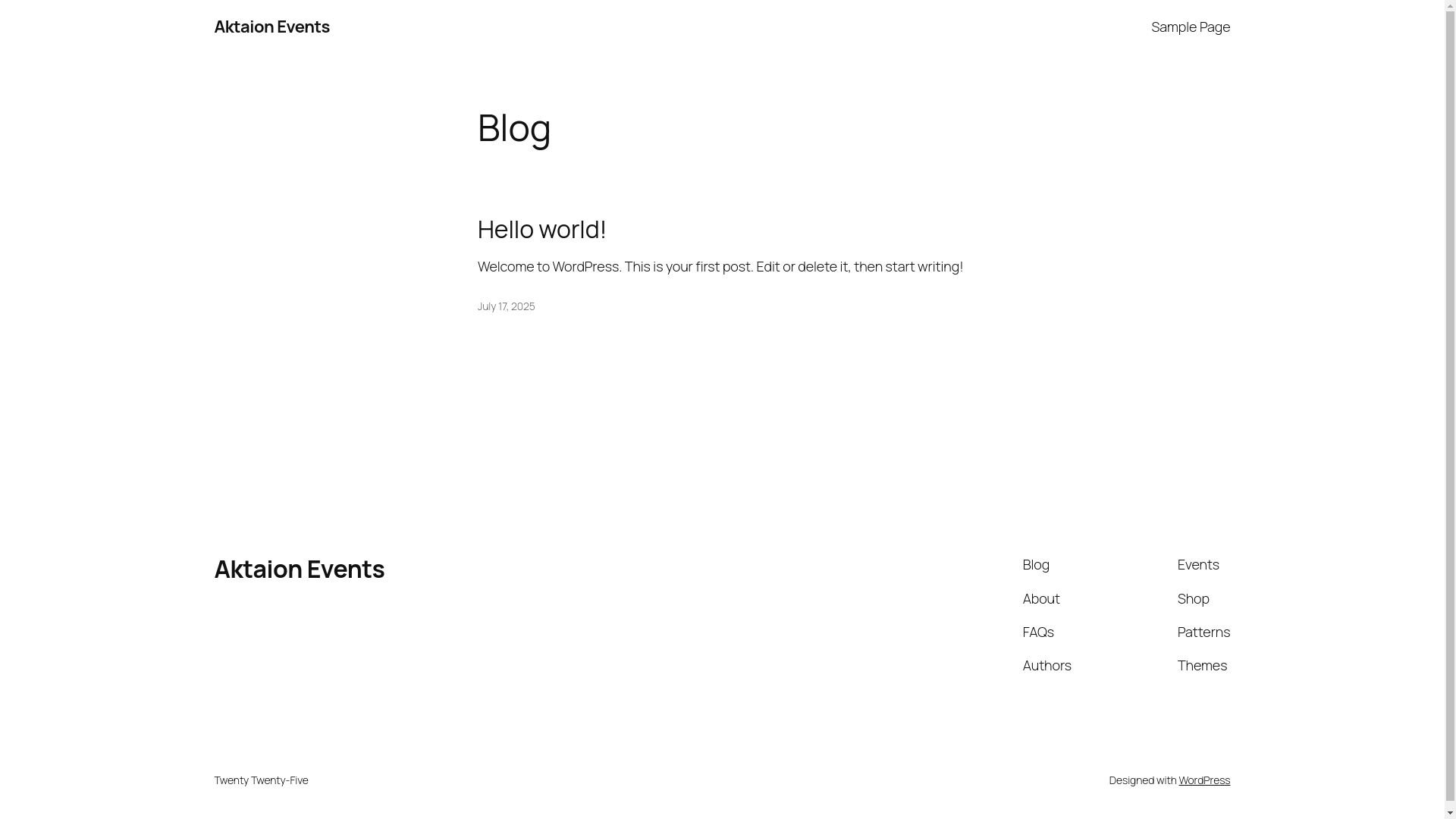website screenshot of https://aktaionevents.com/