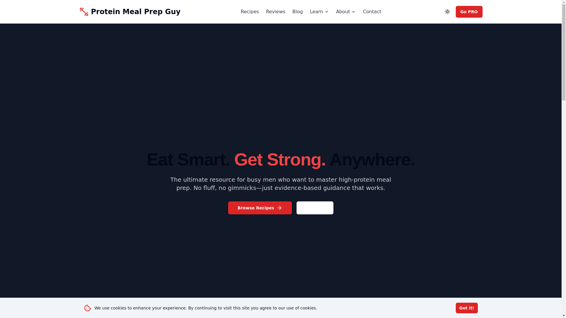 website screenshot of https://proteinmealprepguy.com/