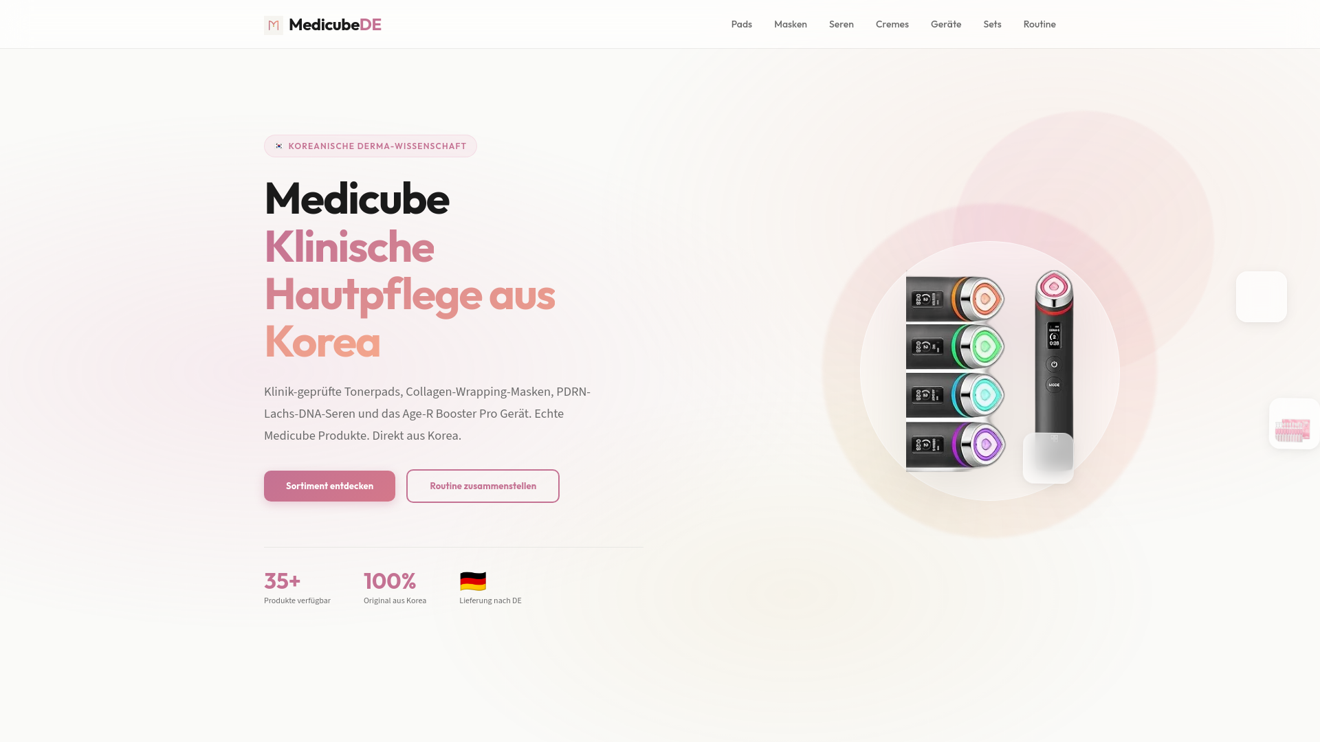 website screenshot of https://medicubeshop-de.pages.dev/
