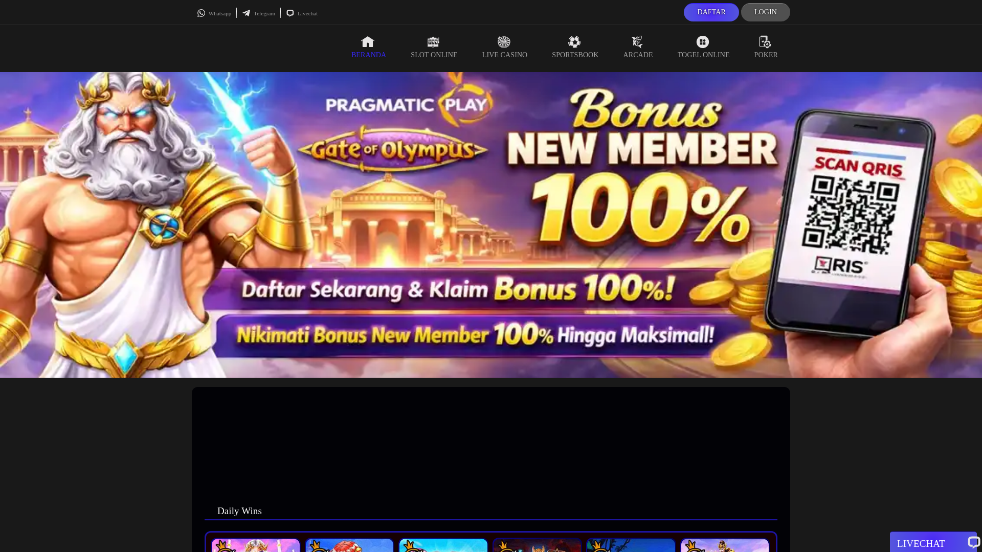 website screenshot of https://benua168daftar.com/