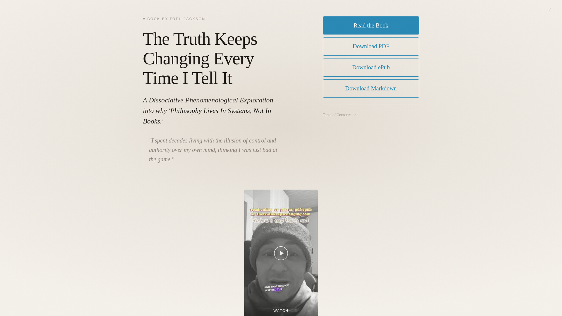 website screenshot of https://thetruthkeepschanging.com