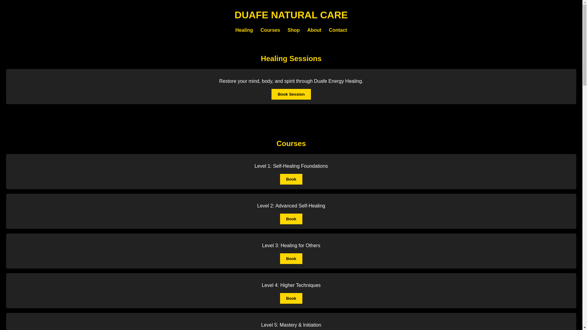 website screenshot of https://duafehealing.com/