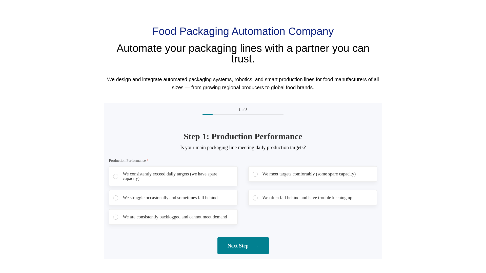 website screenshot of https://endoflinepackagingautomation.com/