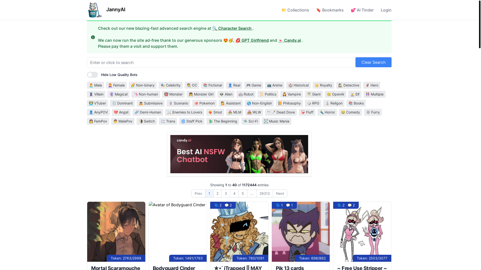 website screenshot of https://jannyai.com/