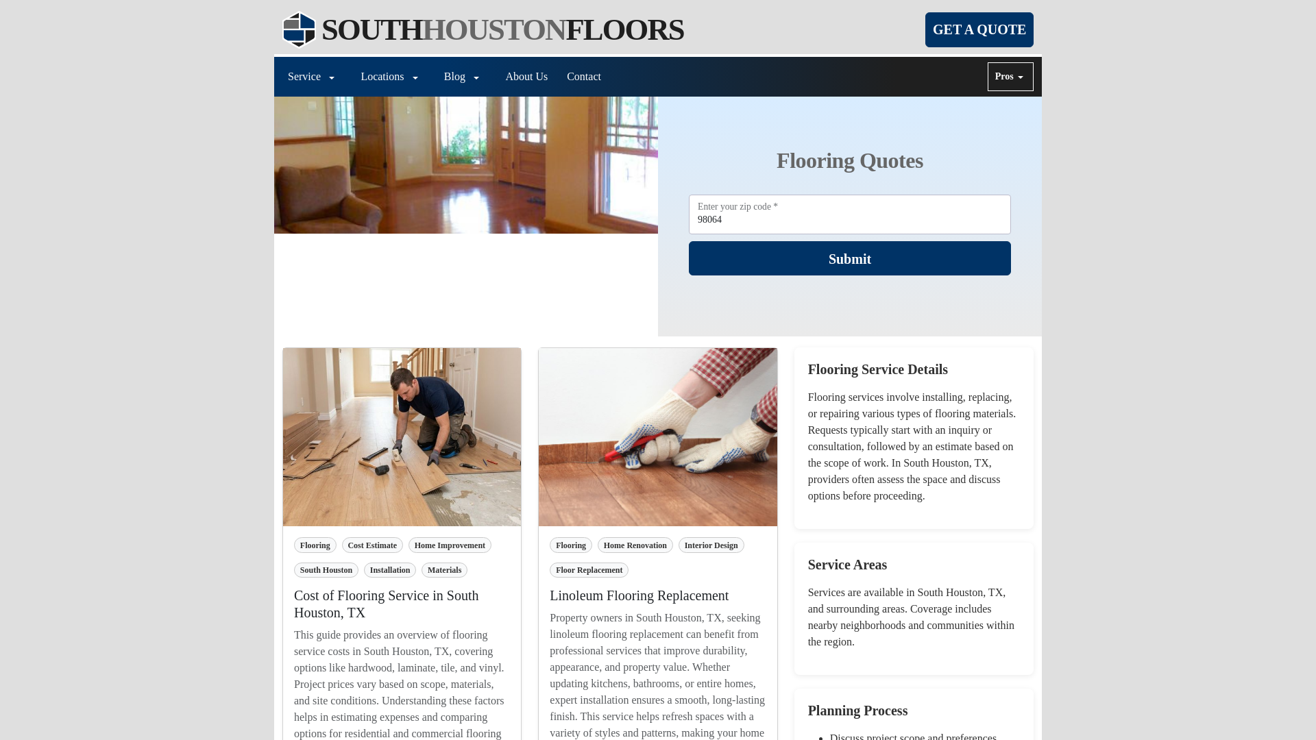 website screenshot of https://southhoustonfloors.com/