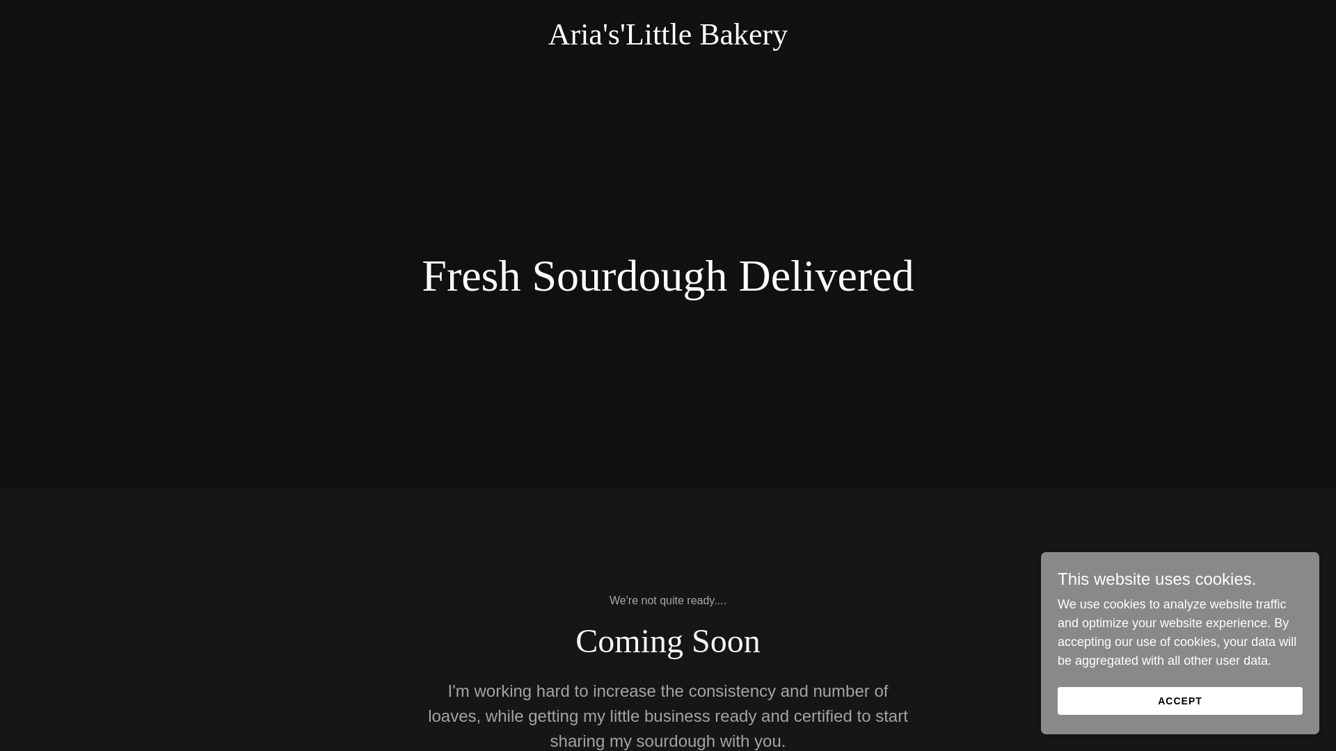 website screenshot of https://ariaslittlebakery.com.au