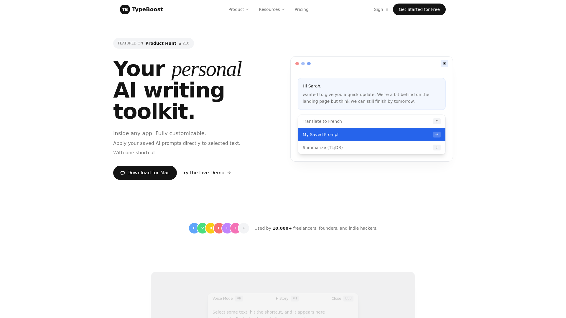 website screenshot of https://typeboost.pages.dev/