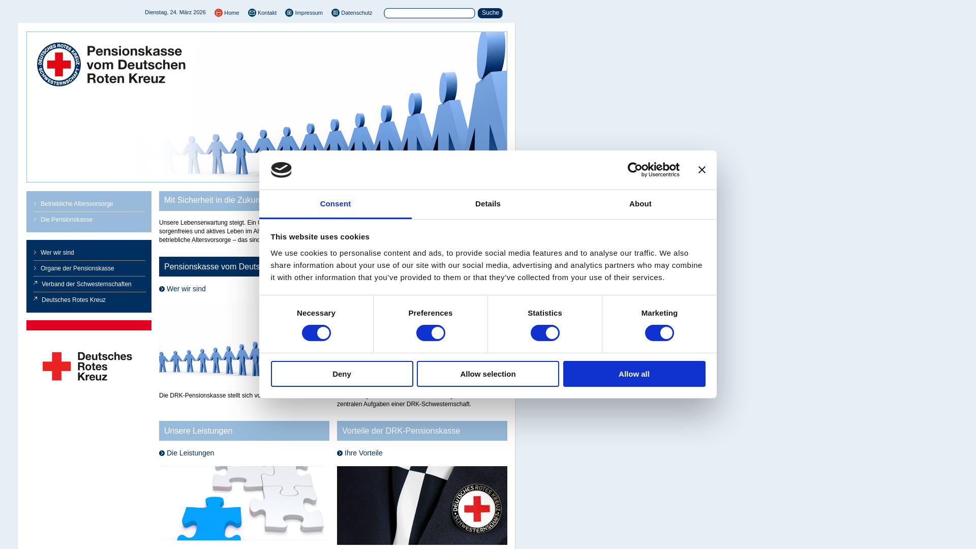 website screenshot of https://pensionskasse-drk.de/
