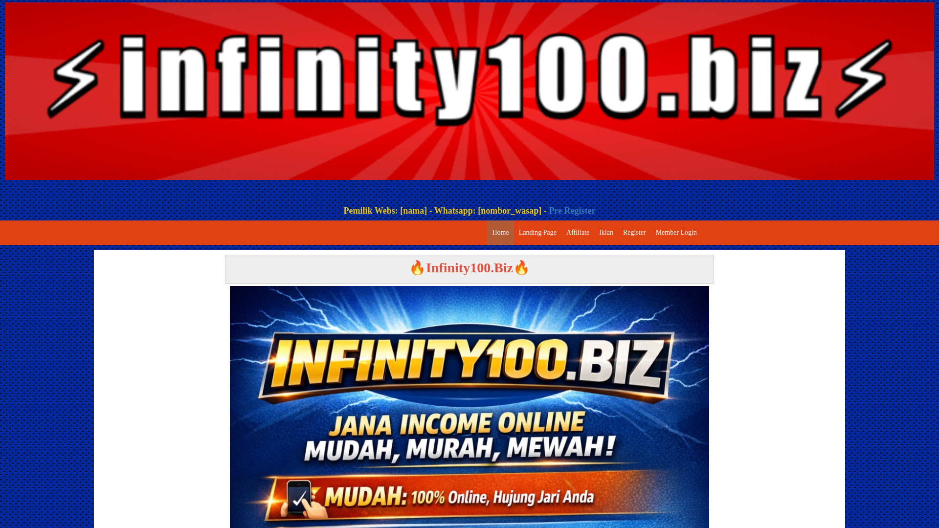 website screenshot of https://infinity100.biz/