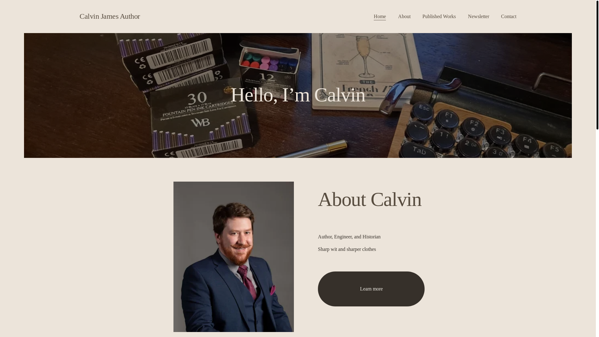 website screenshot of https://calvinjamesauthor.net/