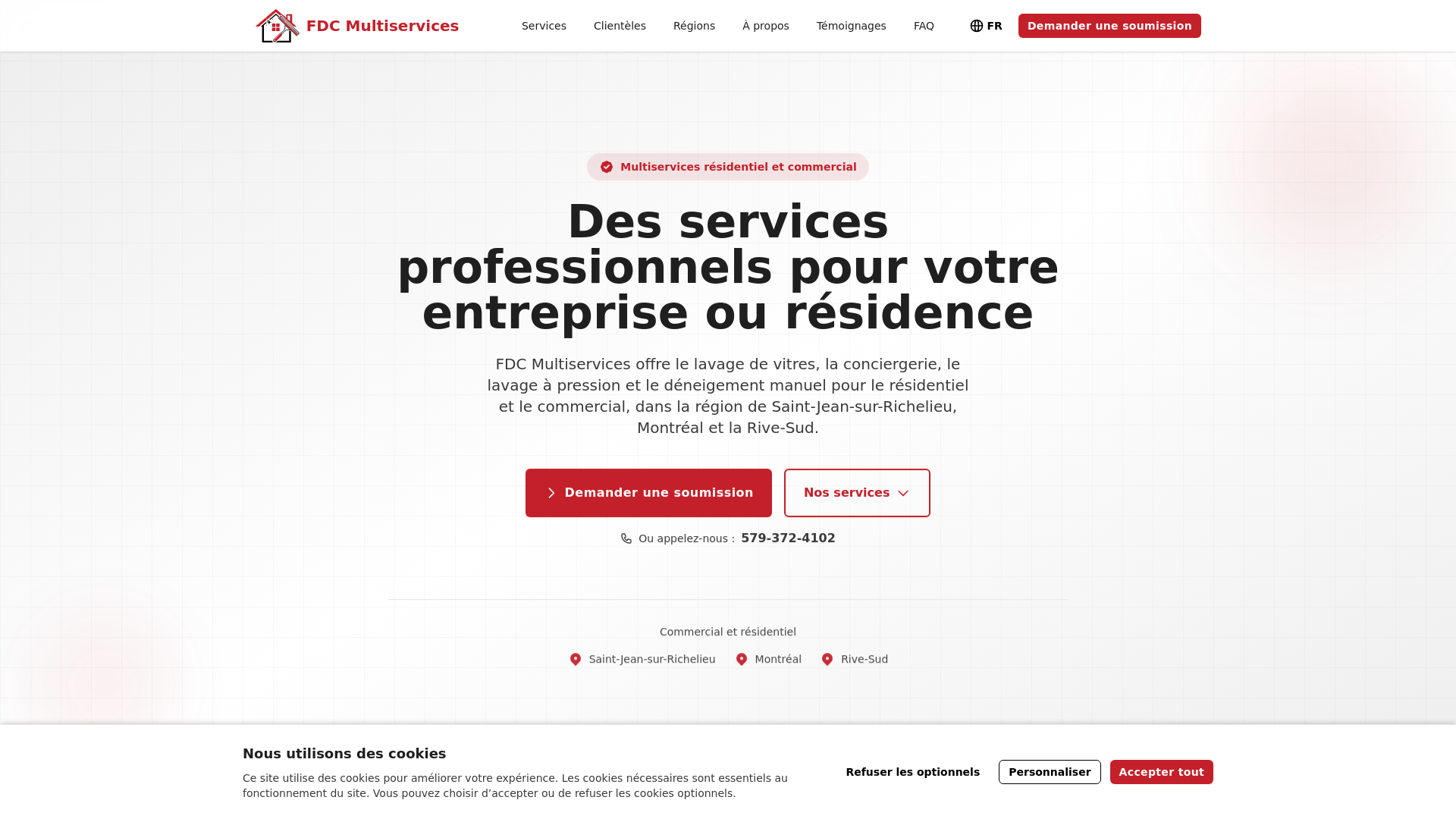 website screenshot of https://fdcmultiservices.ca/