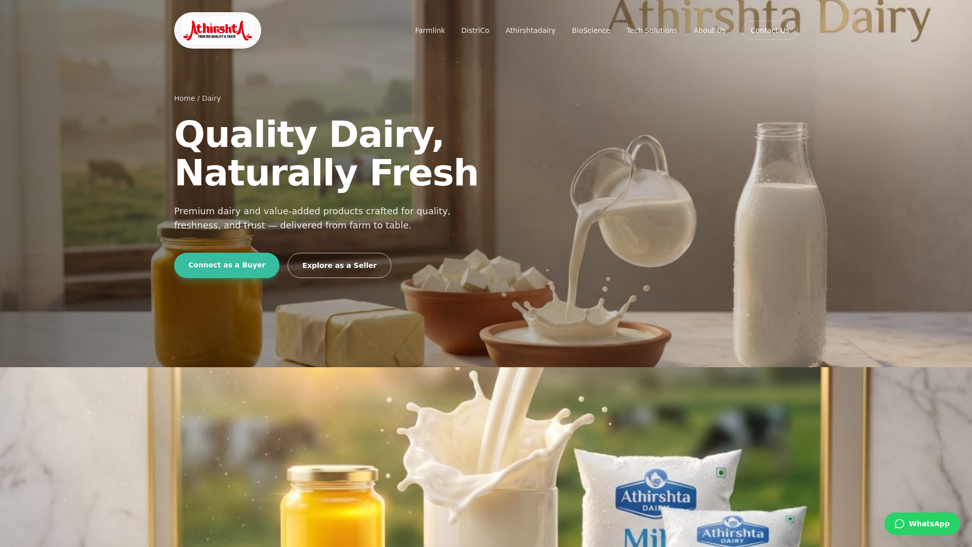 website screenshot of https://athirshtadairy.com/