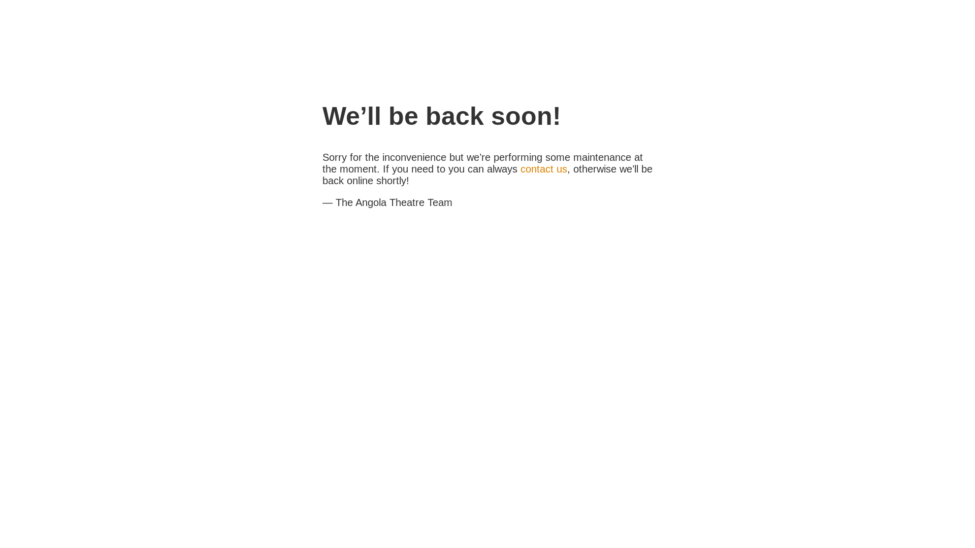 website screenshot of https://angolatheatre.com/