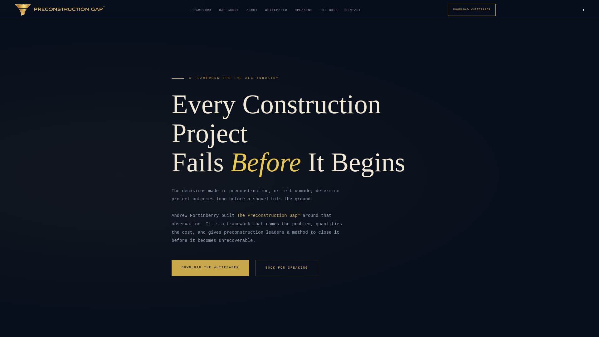 website screenshot of https://preconstructiongap.com