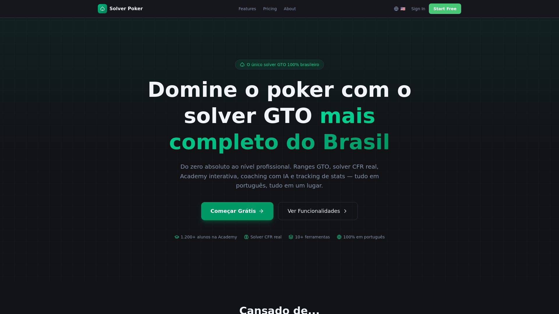 website screenshot of https://solverpoker.com/