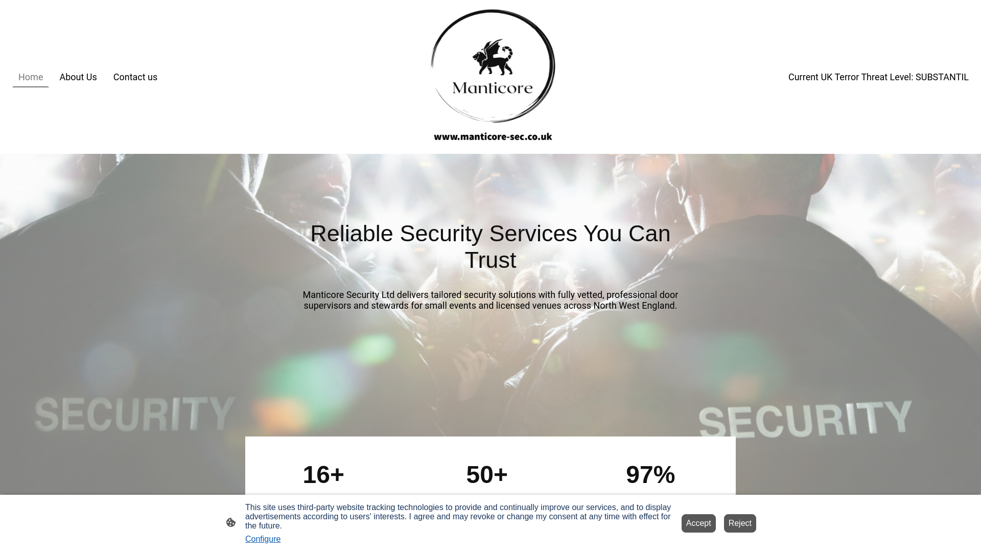 website screenshot of https://manticore-sec.co.uk/