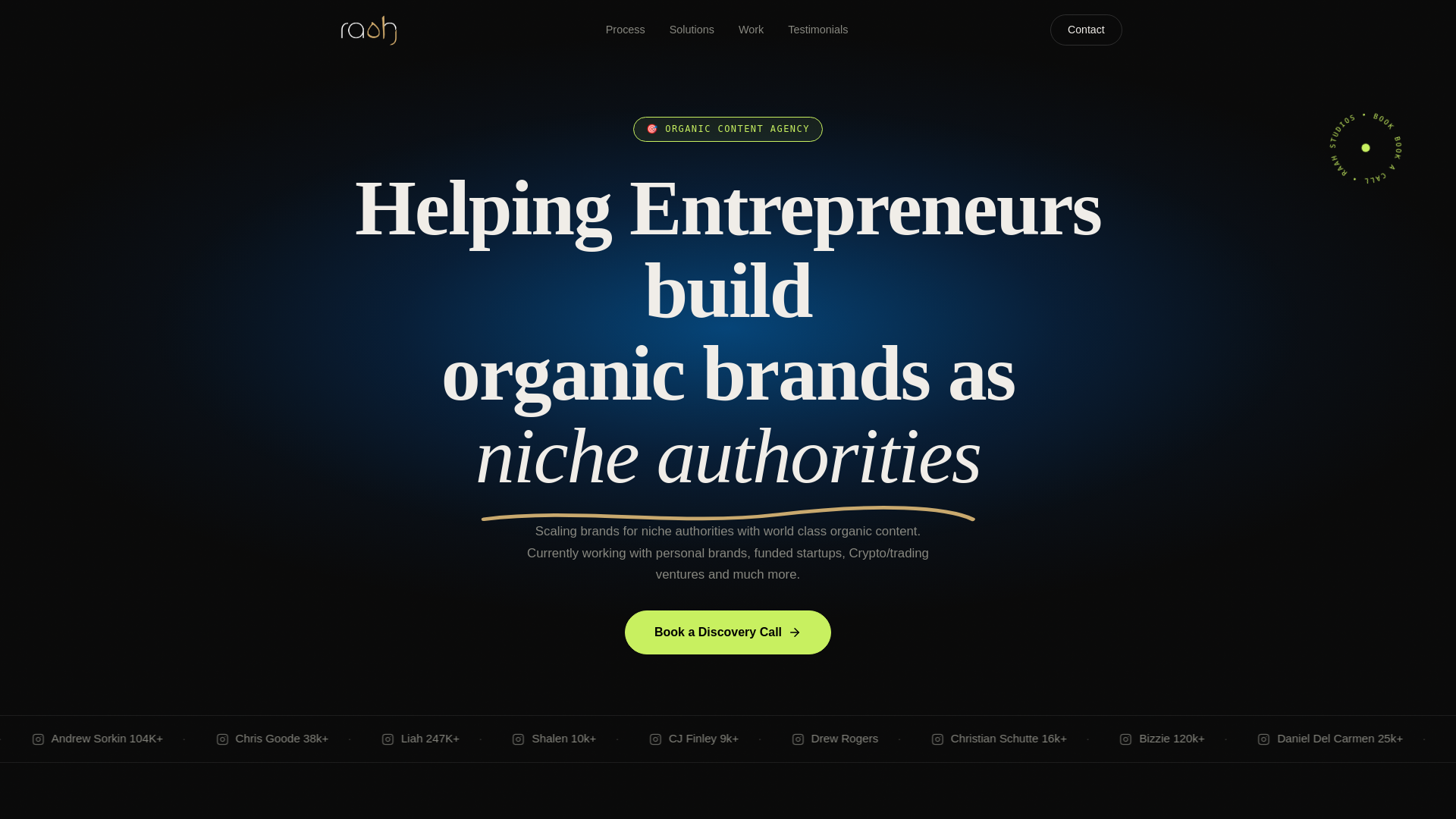 website screenshot of https://raahstudios.live/