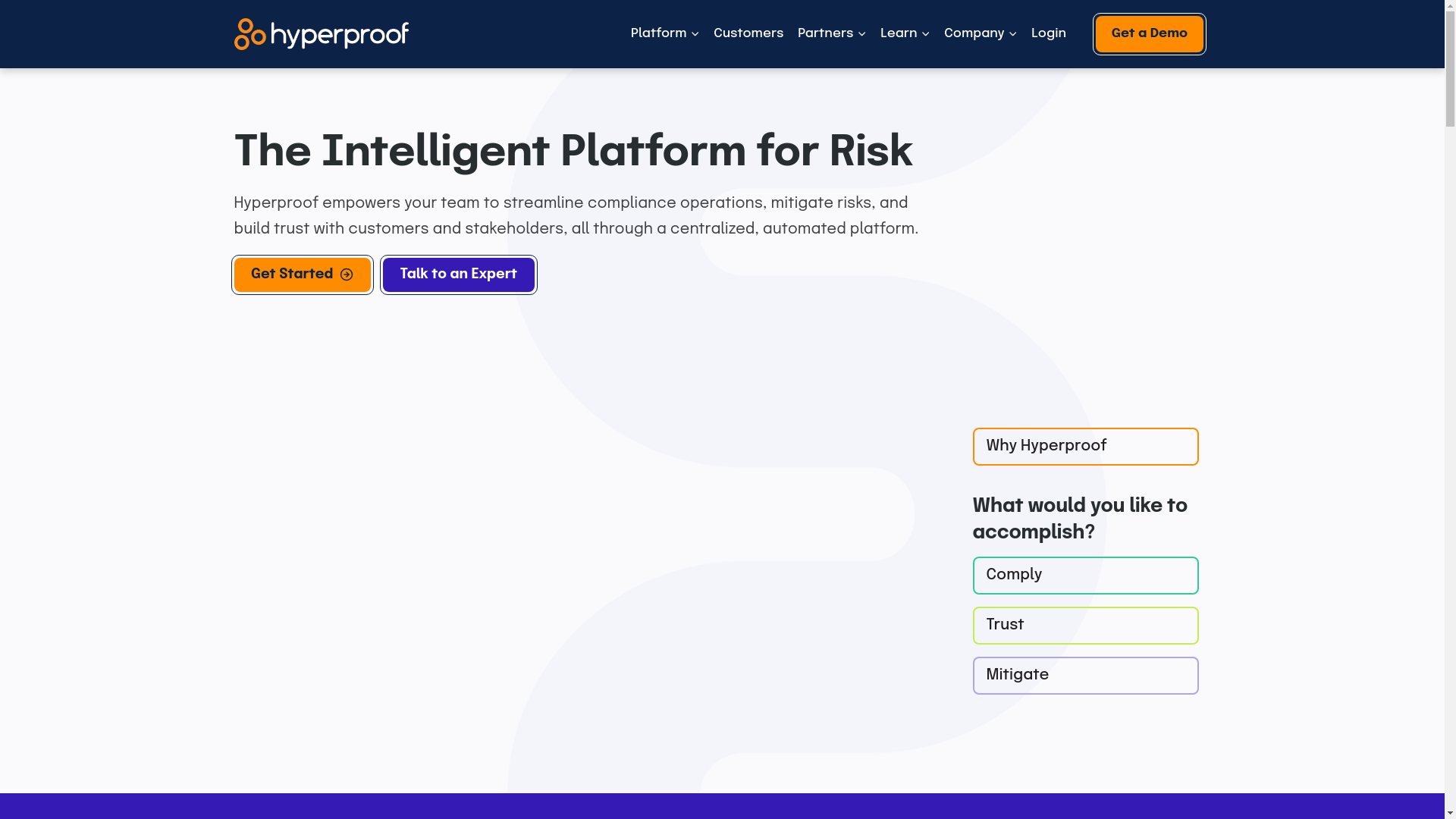 website screenshot of https://hyperproofcore.com/