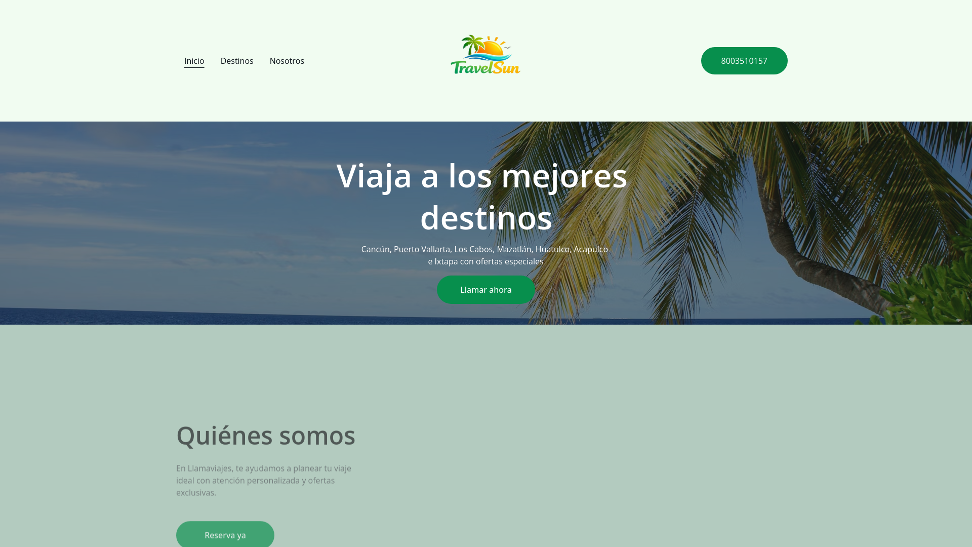 website screenshot of https://travelsunmx.com/