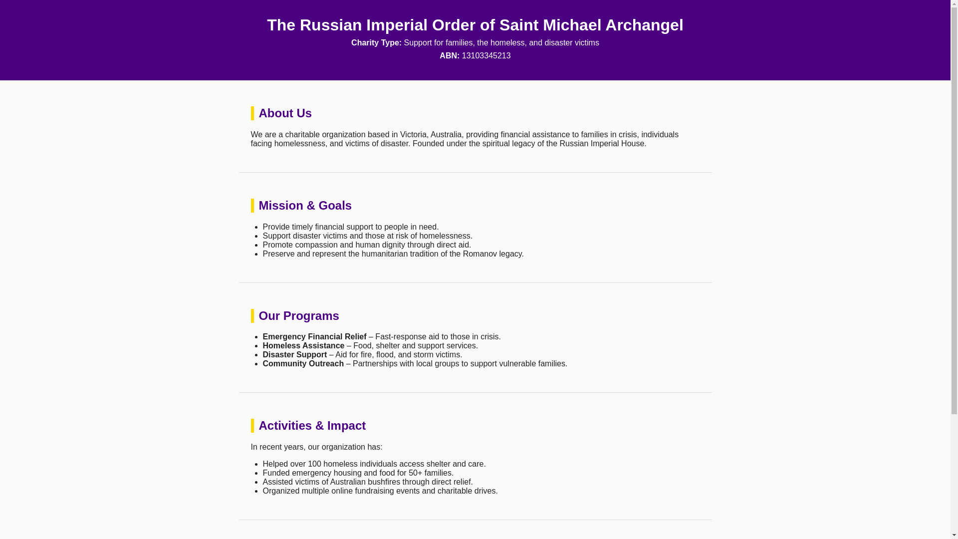 website screenshot of https://russianimperialorder.com.au/